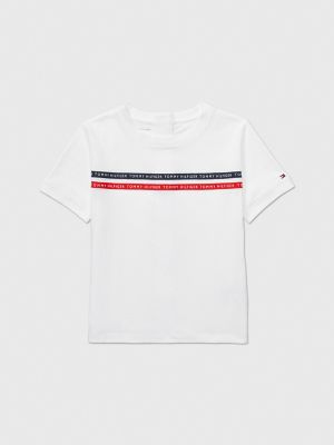 Tommy Signature Tape Logo T-Shirt - white: Tshirts for man brand To