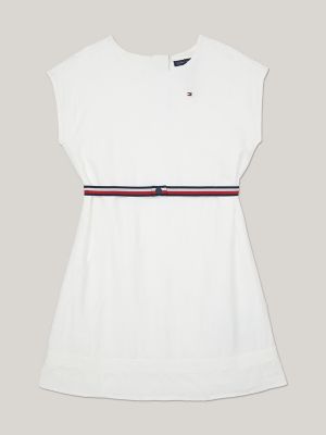 Kids' Logo Embroidered Dress, Fresh White