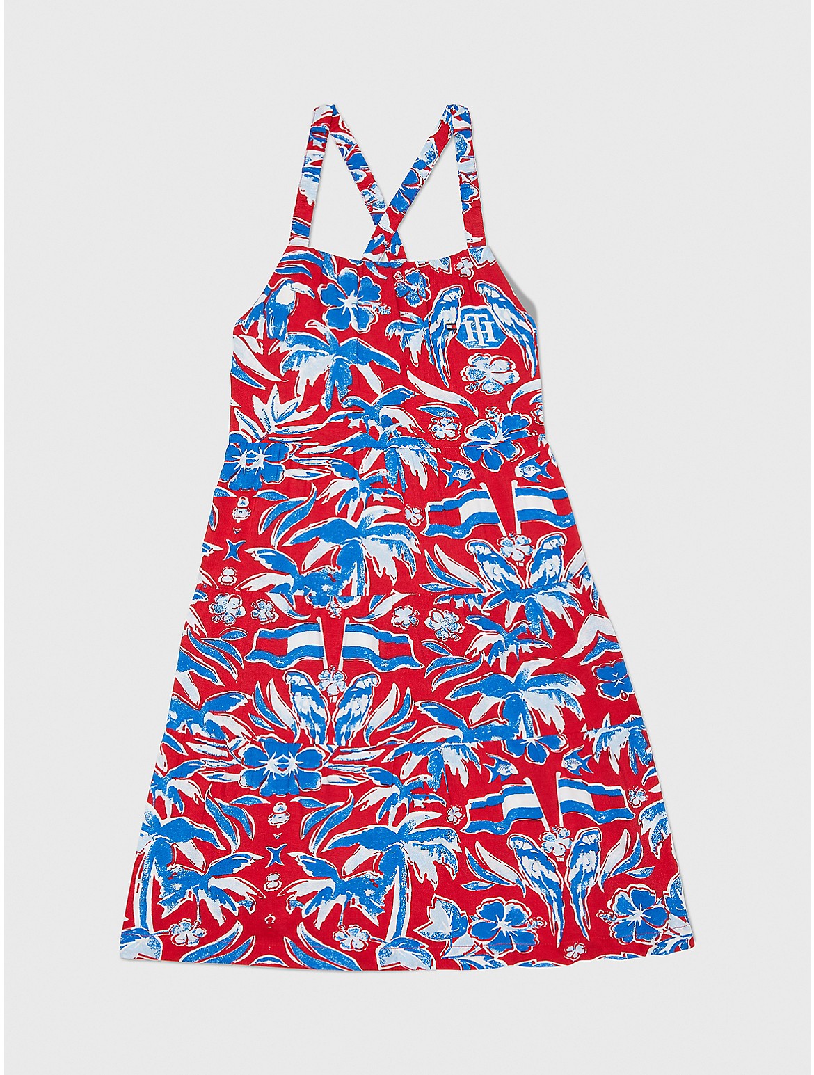 Tommy Hilfiger Girls' Island Print Dress - Red - 10