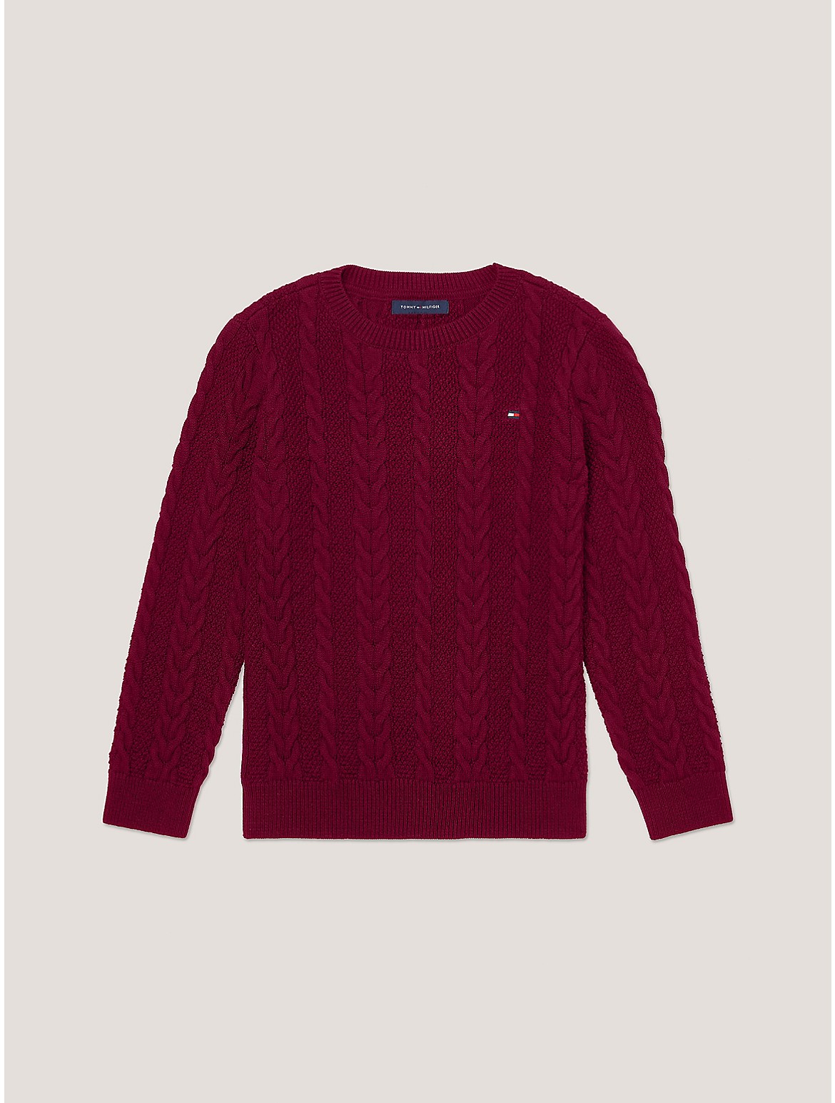 Tommy Hilfiger Boys' Kids' Cable Knit Sweater - Red - XS