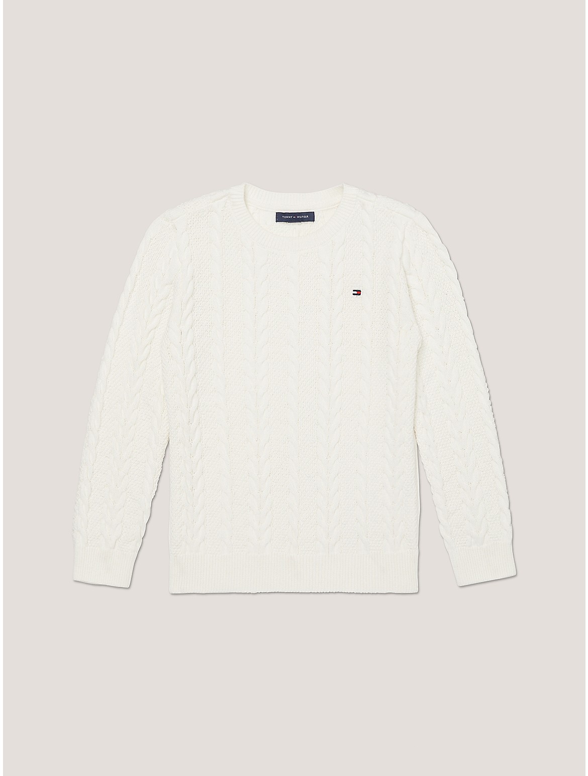 Tommy Hilfiger Boys' Kids' Cable Knit Sweater - White - M
