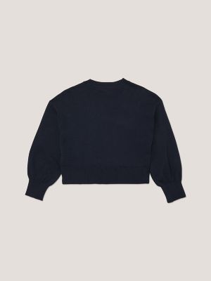 Kids Balloon Sleeve Cropped Sweater