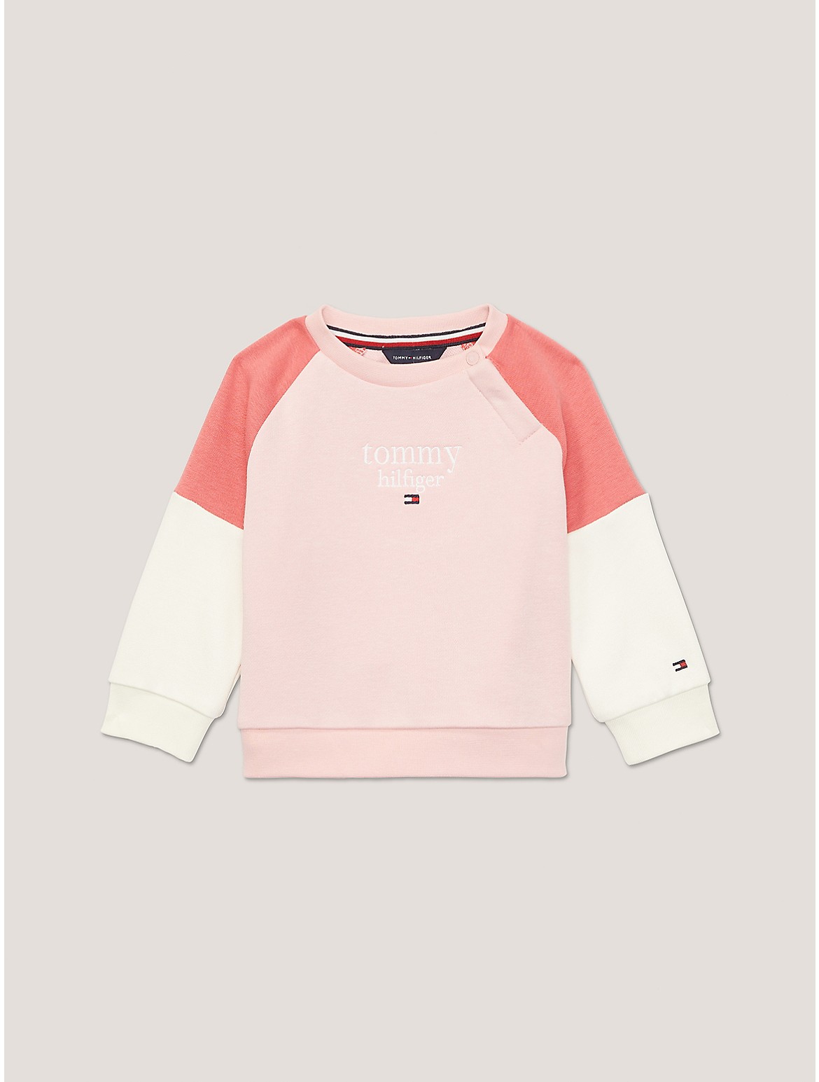 Tommy Hilfiger Girls' Babies' Colorblock Crewneck - Pink - 18M