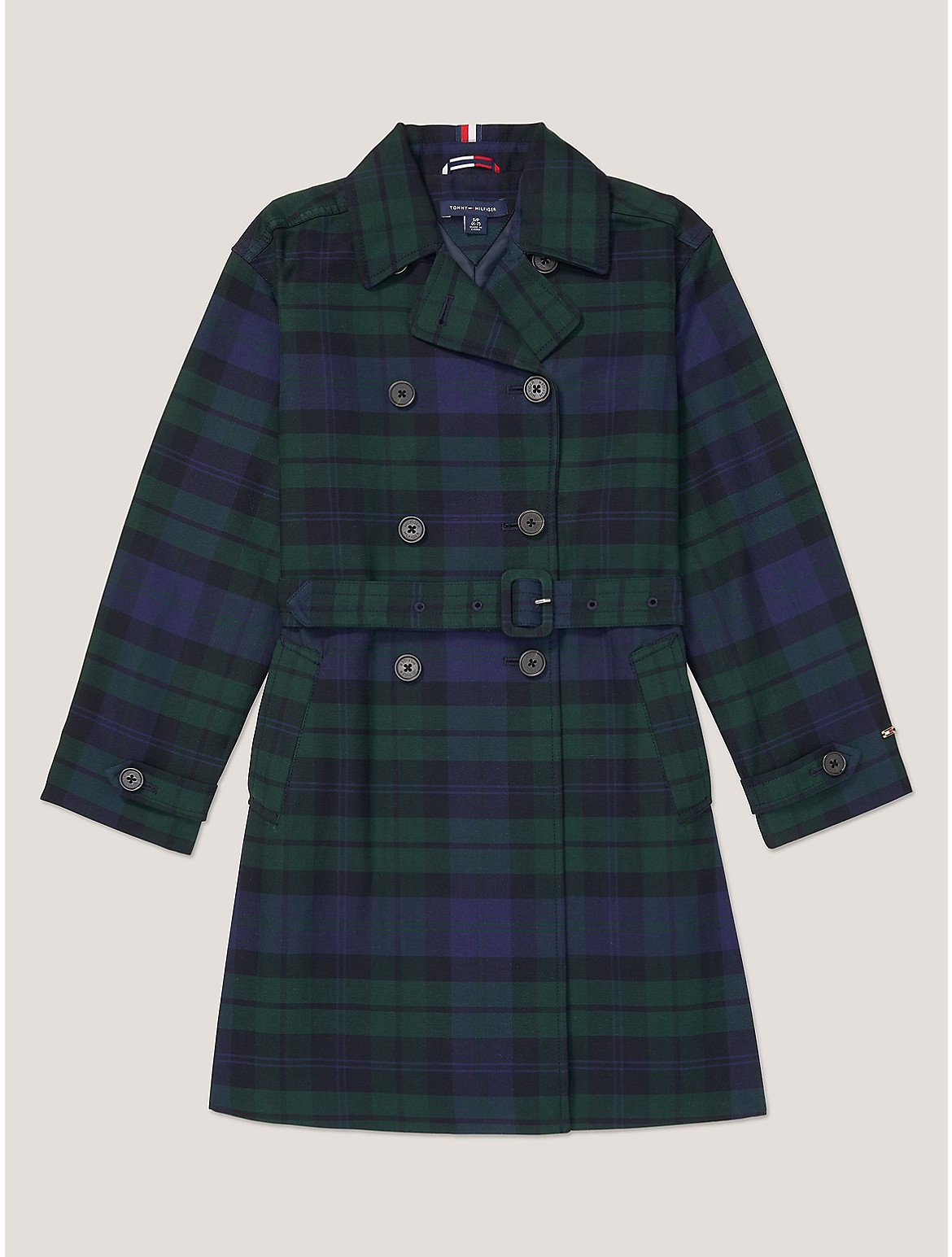 Tommy Hilfiger Girls' Kids' Relaxed Fit Tartan Trench Coat