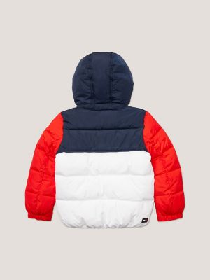 Tommy hilfiger hooded colorblock puffer deals coat