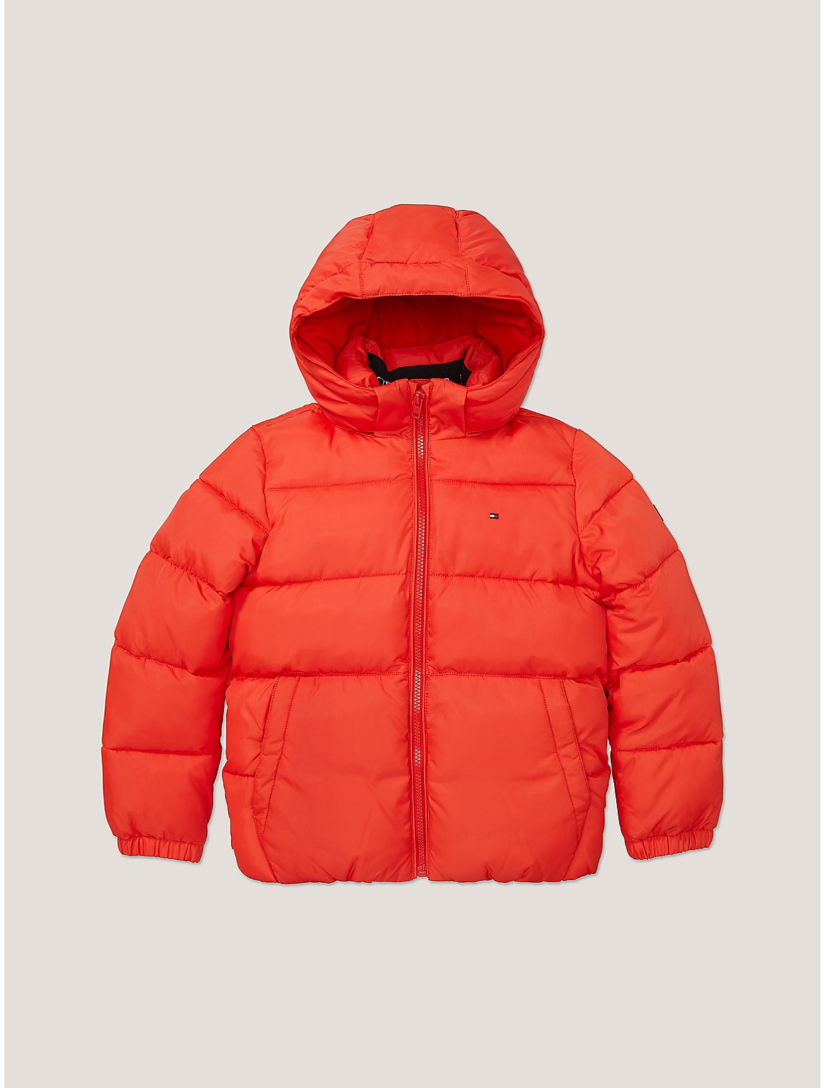 Tommy Hilfiger Boys' Kids' Flag Hooded Puffer - Red - XXS