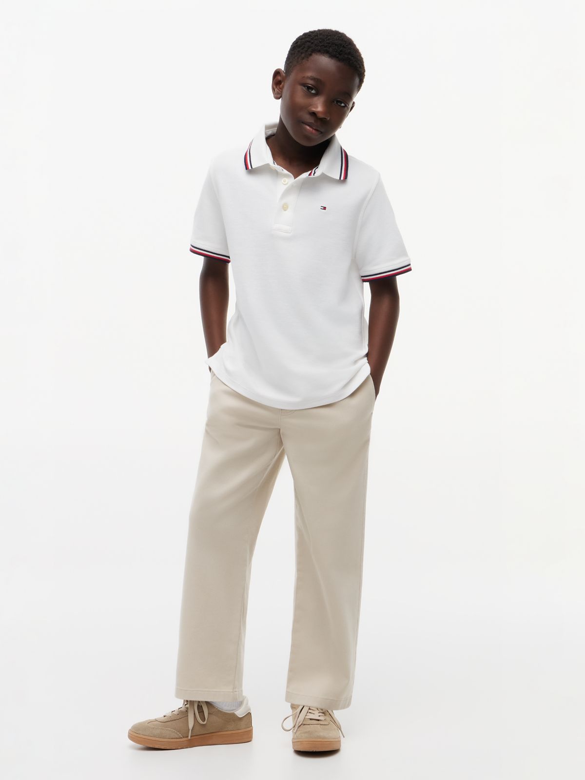 Kids' Tommy Wicking Polo — Fresh White