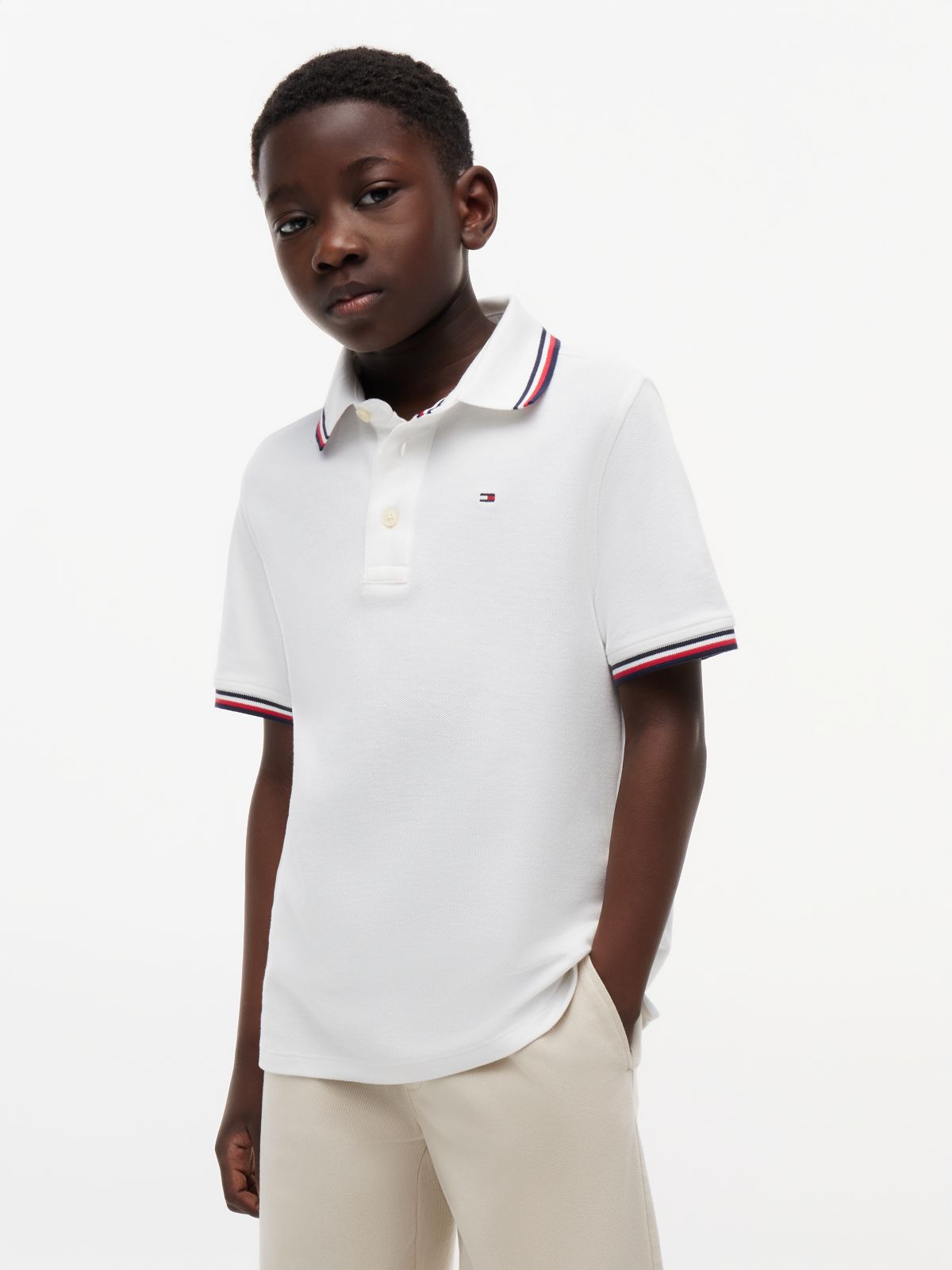 Kids' Tommy Wicking Polo — Fresh White