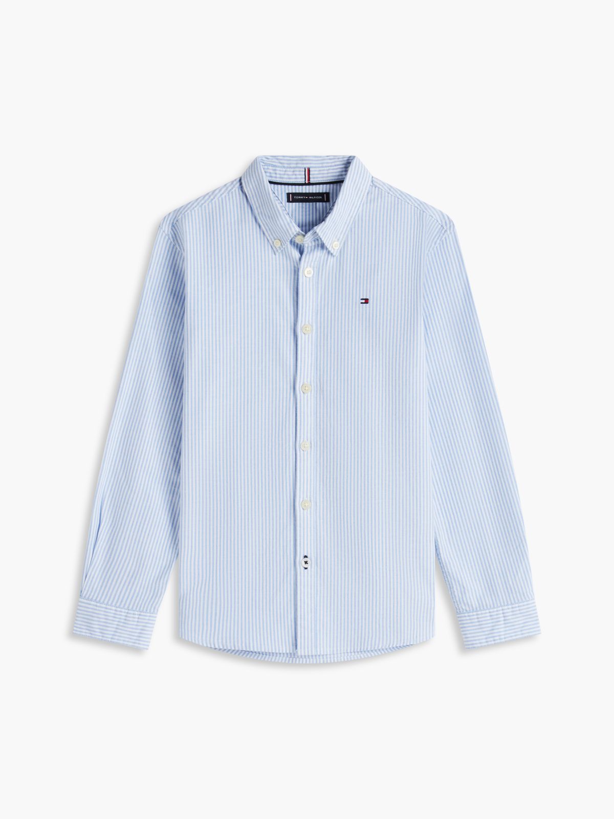Kids' Striped Stretch Oxford Shirt — Copenhagen Blue Stripe