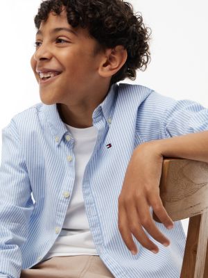 Детские рубашки Tommy Hilfiger Kids' Striped Stretch Oxford Shirt — фото 3