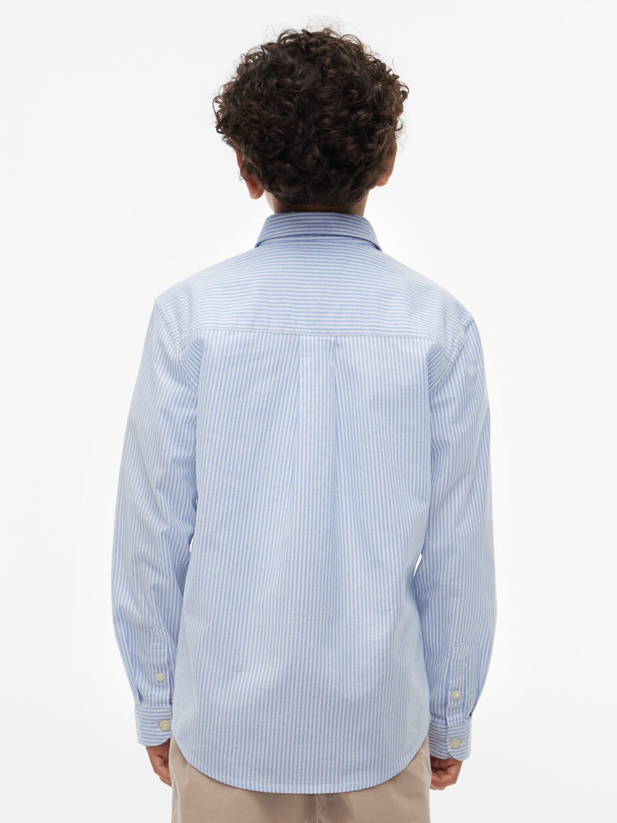 Kids' Striped Stretch Oxford Shirt — Copenhagen Blue Stripe