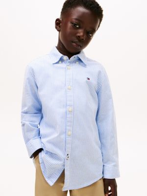 Kids' Stripe Stretch Oxford Shirt, Copenhagen Blue