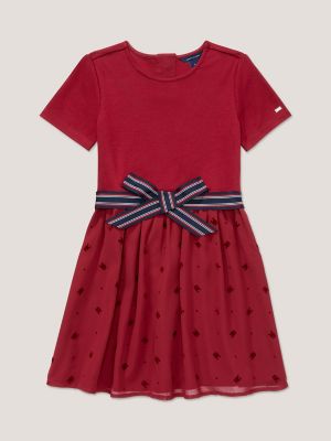 Kids TH Monogram Grosgrain Bow Dress Tommy Hilfiger