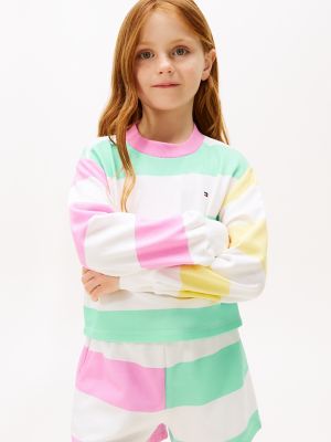 Kids' Bold Stripe Crewneck Sweatshirt, Ecru Multi