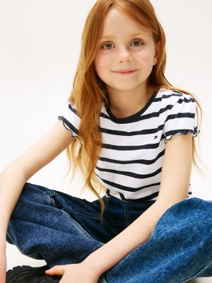 Детские футболки Tommy Hilfiger Kids' Stripe Ruffle-Sleeve T-Shirt — фото 3