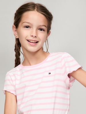 Kids' Stripe Ruffle-Sleeve T-Shirt | Tommy Hilfiger USA