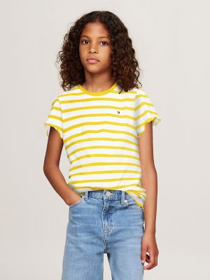 Kids' Stripe Ruffle-Sleeve T-Shirt | Tommy Hilfiger