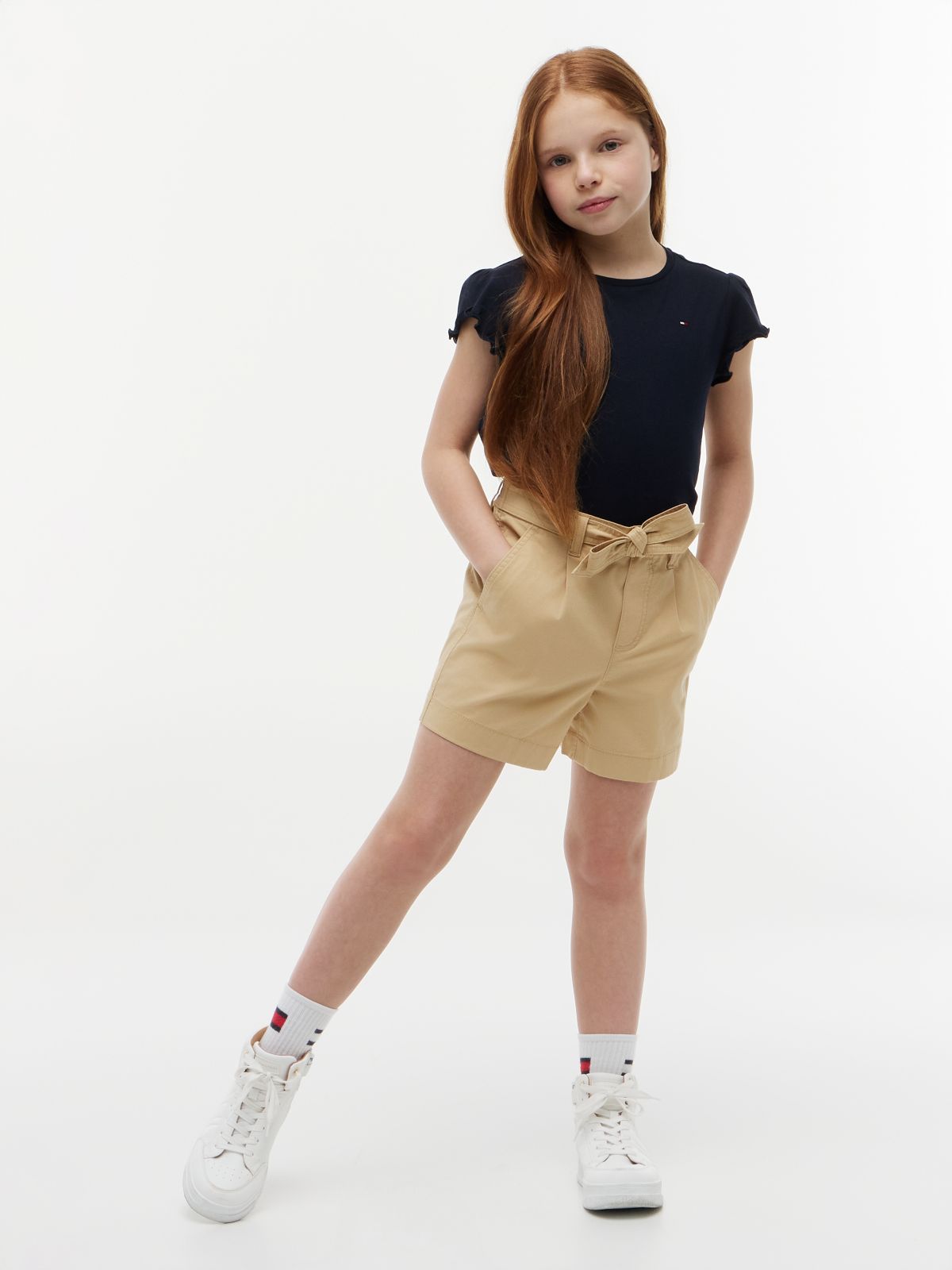 Kids' Lettuce-Trim Sleeve T-Shirt — Navy
