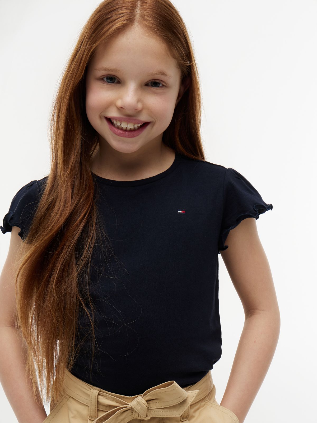 Kids' Lettuce-Trim Sleeve T-Shirt — Navy