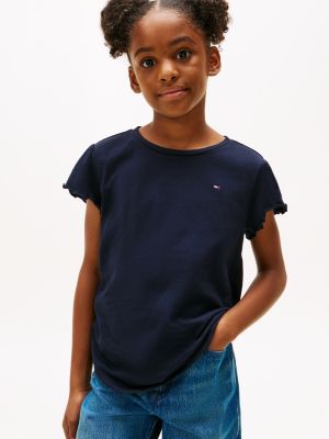 Kids' Ruffle-Sleeve T-Shirt, Navy