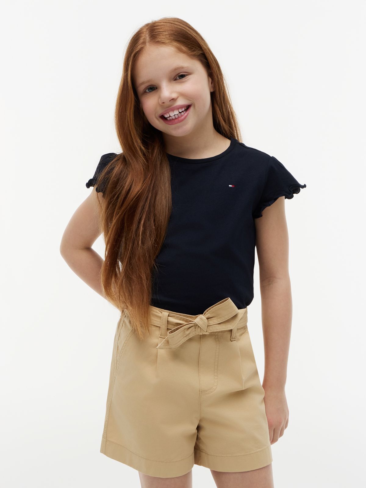 Kids' Lettuce-Trim Sleeve T-Shirt — Navy