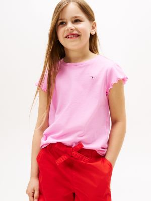 Kids' Ruffle-Sleeve T-Shirt, Fuchsia Pink