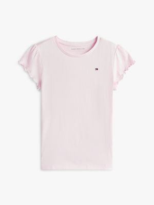 Детские футболки Tommy Hilfiger Kids' Lettuce-Trim Sleeve T-Shirt — фото 5