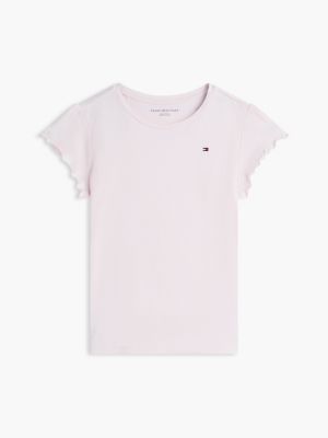 Детские футболки Tommy Hilfiger Kids' Lettuce-Trim Sleeve T-Shirt — фото 6