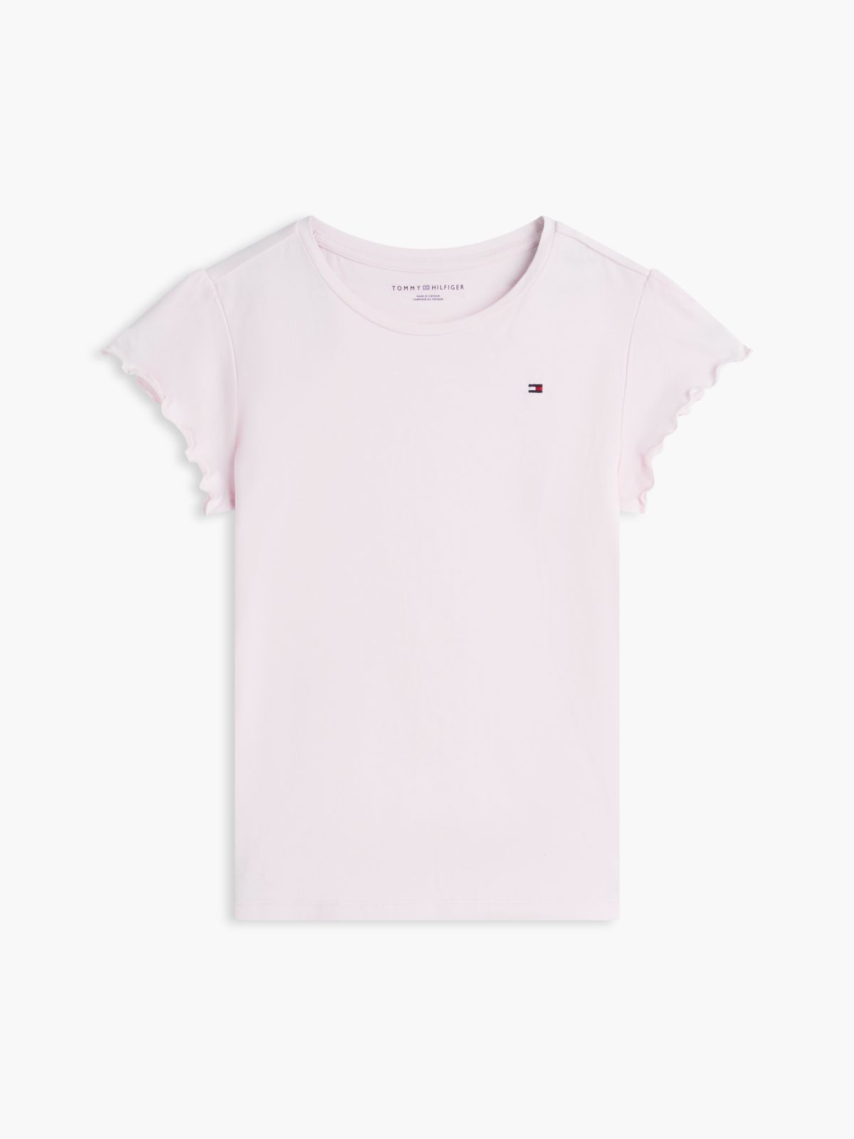 Kids' Lettuce-Trim Sleeve T-Shirt — Light Pink