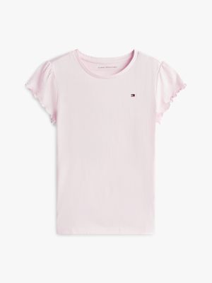 Детская футболка Tommy Hilfiger Lettuce-Trim Sleeve, цвет: Светлый розовый — фото 7