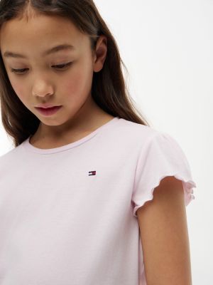 Детские футболки Tommy Hilfiger Kids' Lettuce-Trim Sleeve T-Shirt — фото 3