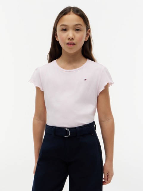 Детские футболки Tommy Hilfiger Kids' Lettuce-Trim Sleeve T-Shirt