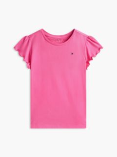 Kids' Lettuce-Trim Sleeve T-Shirt — Radiant Pink 6