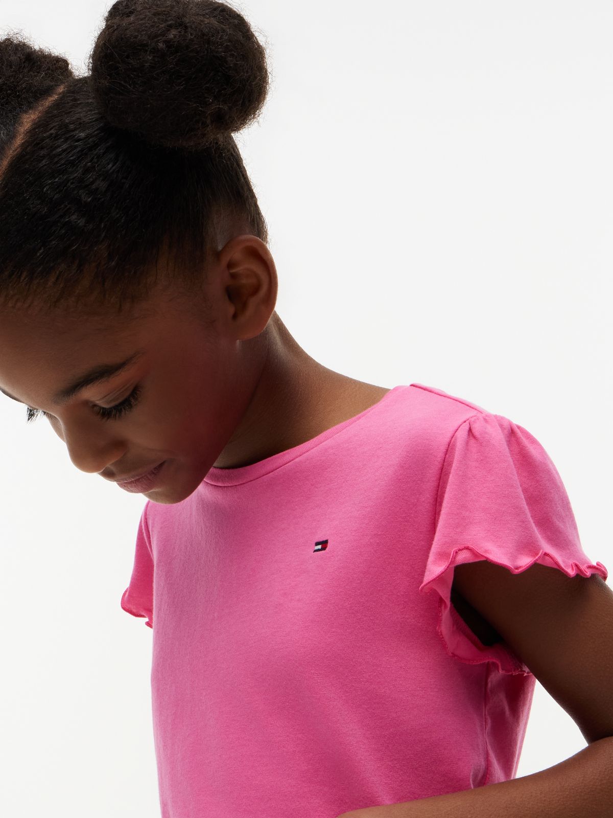 Kids' Lettuce-Trim Sleeve T-Shirt — Radiant Pink