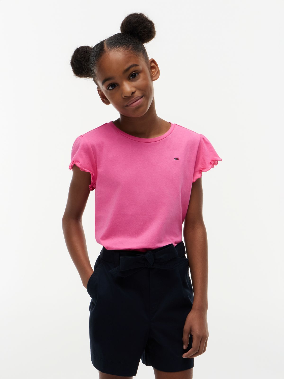 Kids' Lettuce-Trim Sleeve T-Shirt — Radiant Pink
