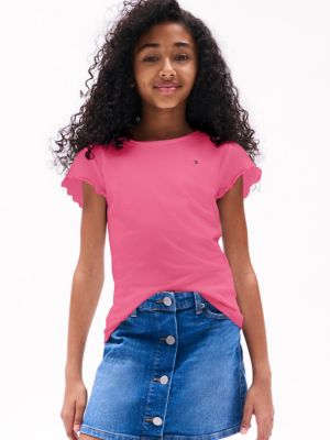 Kids' Ruffle-Sleeve T-Shirt, Fandango Pink