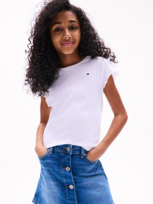 Kids' Ruffle-Sleeve T-Shirt, Fresh White