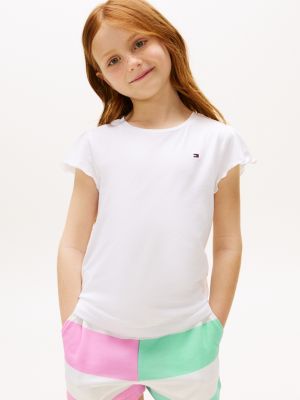 Kids' Ruffle-Sleeve T-Shirt, Optic White