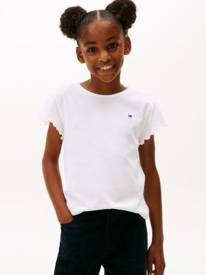 Kids' Ruffle-Sleeve T-Shirt, Optic White
