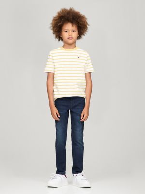 Kids' Breton Stripe T-Shirt, Daisy Yellow/Optic White