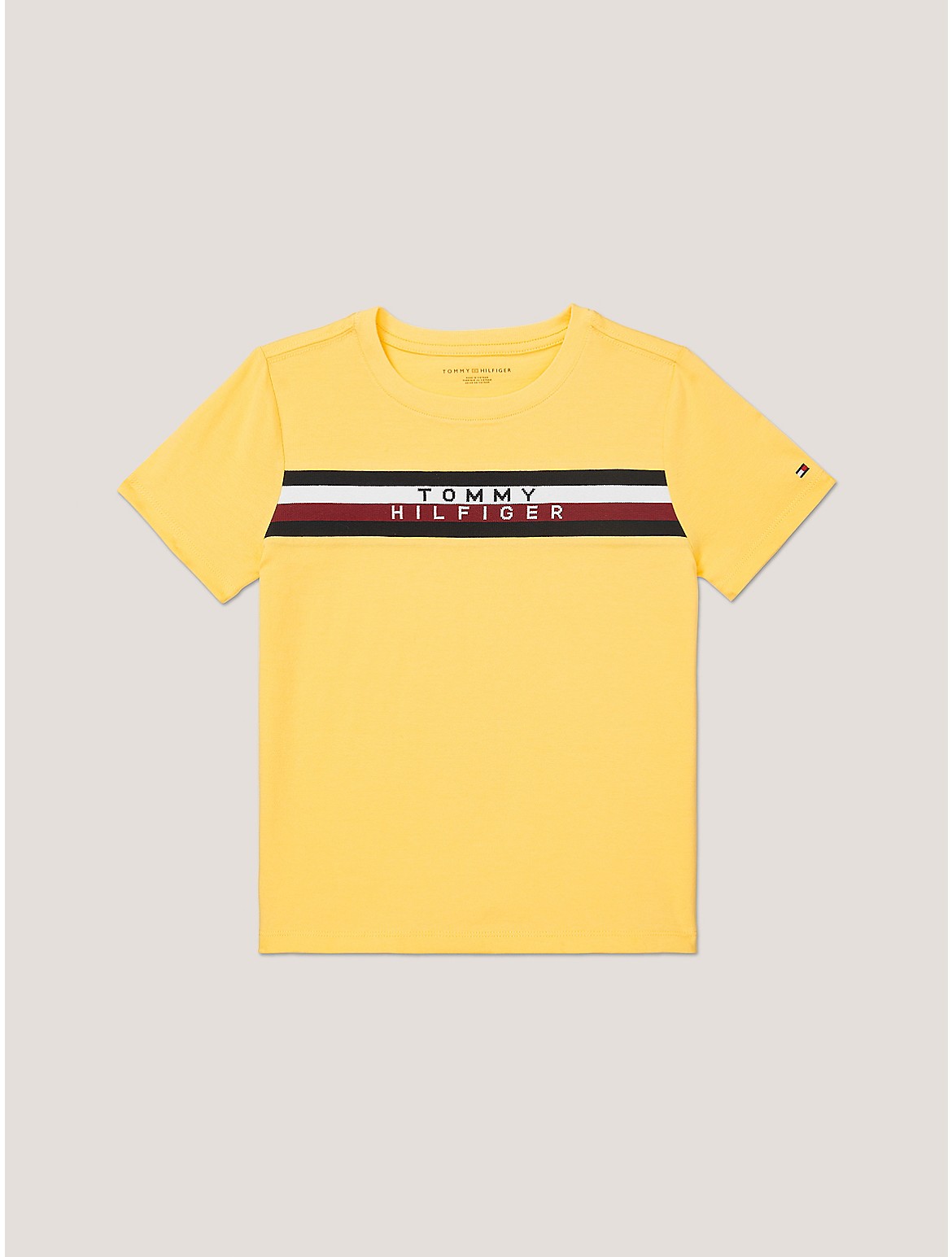 Tommy Hilfiger Boys' Kids' Ribbed Stripe Logo T-Shirt