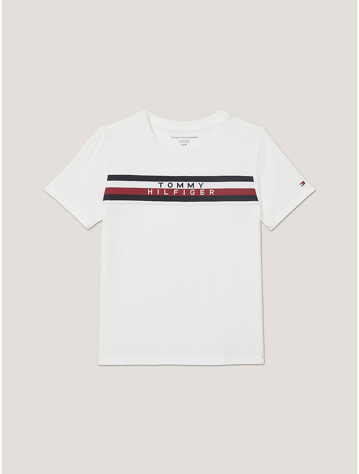 Tommy Hilfiger Boys' Kids' Ribbed Stripe Logo T-Shirt