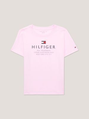 Kids' Hilfiger Stencil Logo T-Shirt, Simple Pink