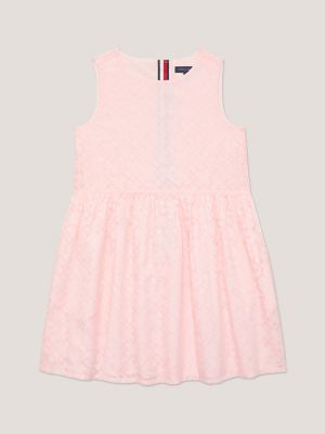 Tommy Hilfiger Junior logo-embroidered striped cotton-blend dress set - Pink