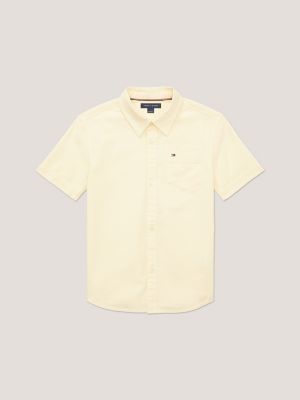 Kids' Short-Sleeve Stretch Oxford Shirt, Yellow Marigold