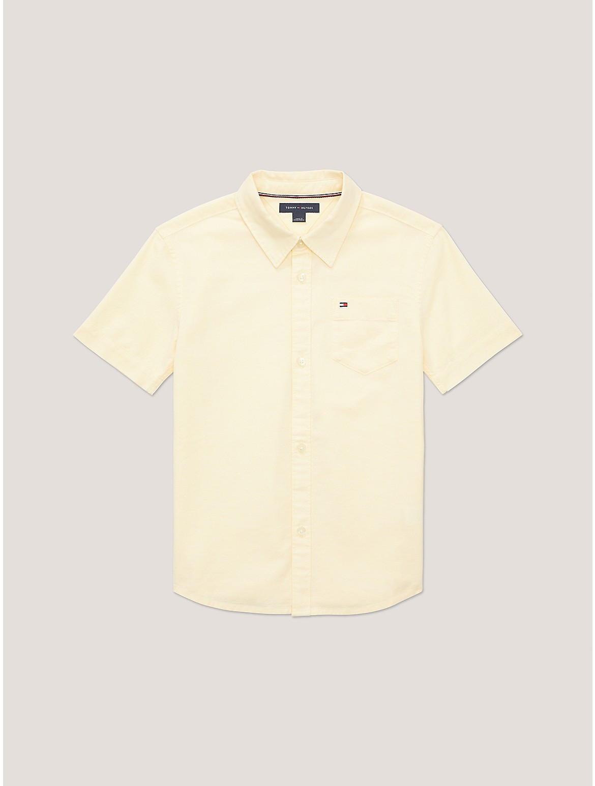 Tommy Hilfiger Boys' Kids' Short-Sleeve Stretch Oxford Shirt - Yellow - XS