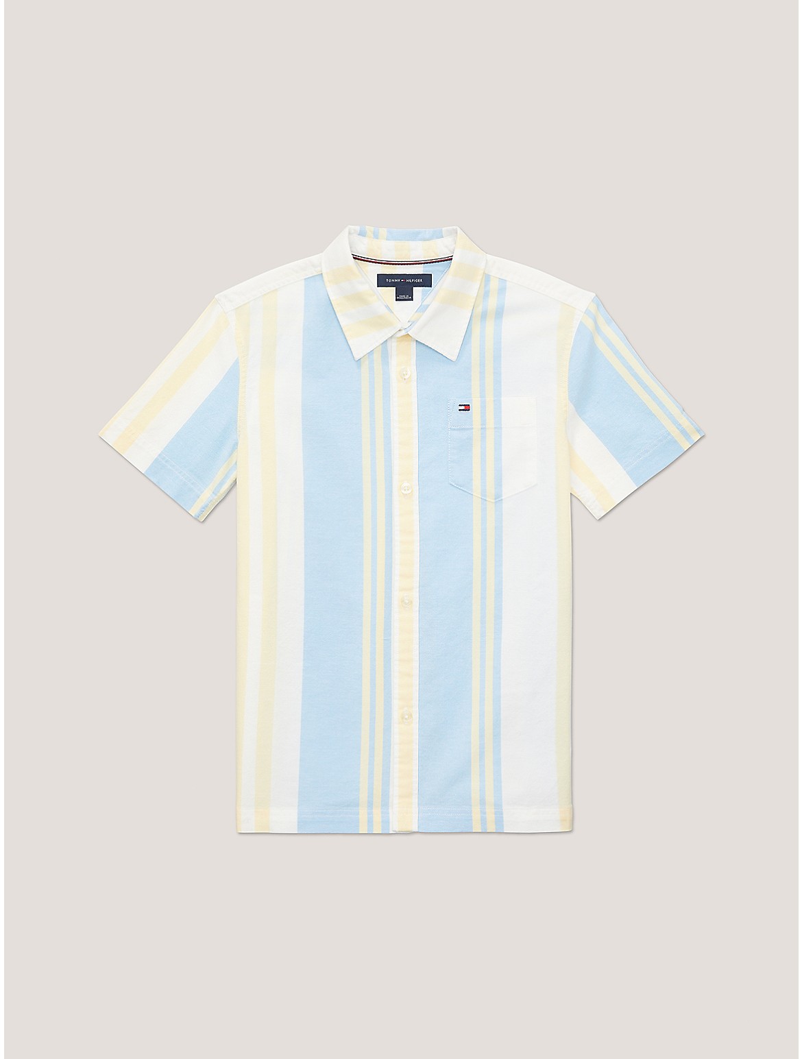 Tommy Hilfiger Boys' Kids' Block Stripe Short-Sleeve Shirt