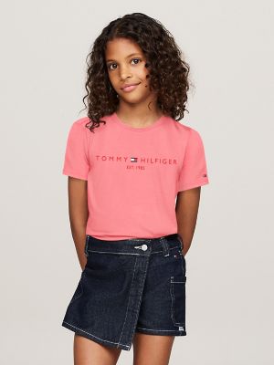 Kids' Embroidered Tommy Logo T-Shirt, Glamour Pink