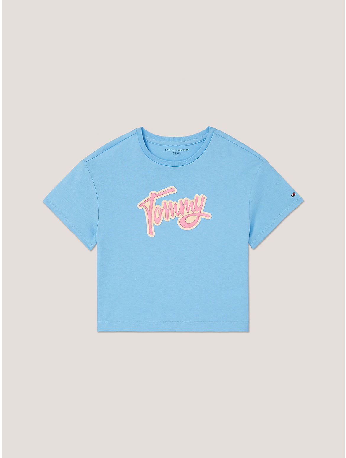 Tommy Hilfiger Girls' Kids' Metallic Script Tommy T-Shirt - Blue - XL