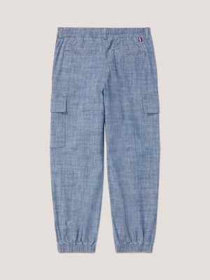 Kids' Stretch Cargo Chino Jogger, Medium Wash Chambray